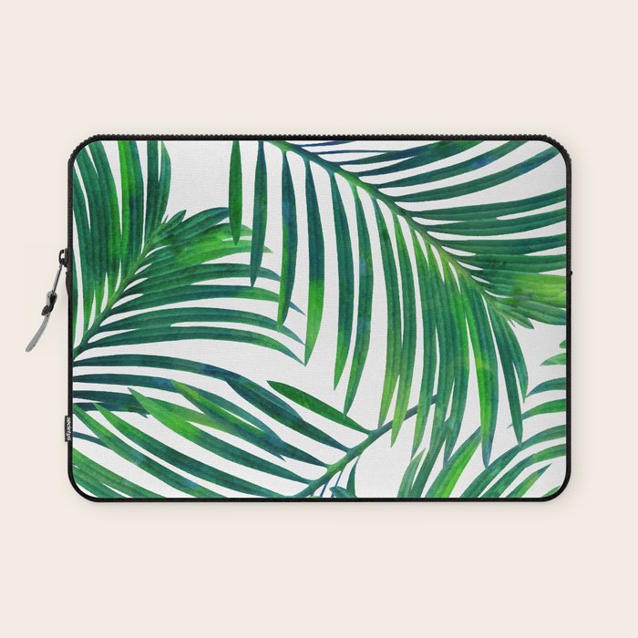 Palm Paradise, Tropical Leaves, Beachy Watercolor Painting, Minimal Nature Botanical Illustration Laptop Sleeve Gallery Image 1