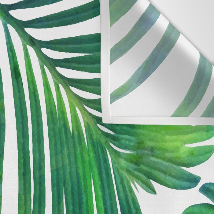 Palm Paradise, Tropical Leaves, Beachy Watercolor Painting, Minimal Nature Botanical Illustration Wall Tapestry Gallery Image 3