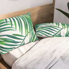 Palm Paradise, Tropical Leaves, Beachy Watercolor Painting, Minimal Nature Botanical Illustration Pillow Sham Gallery Image 2