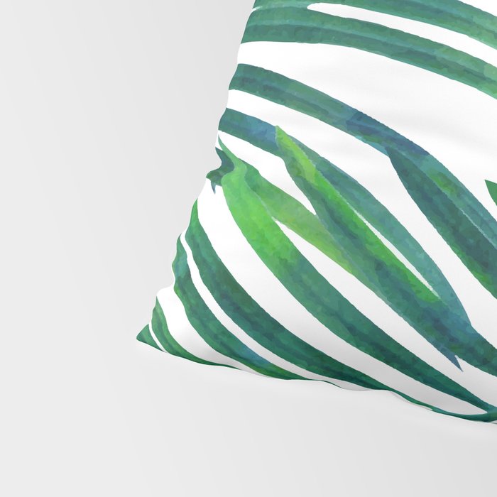 Palm Paradise, Tropical Leaves, Beachy Watercolor Painting, Minimal Nature Botanical Illustration Pillow Sham Gallery Image 4
