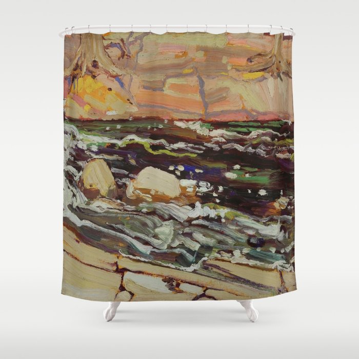 Tom Thomson Dark Waters spring 1916 Canadian Landscape Artist Shower Curtain Gallery Image 1