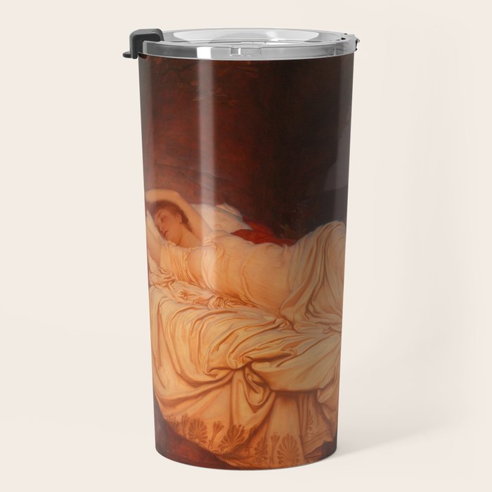 Cymon and Iphigenia, sleeping beauty female portrait painting by Frederic Leighton Travel Mug Gallery Image 3