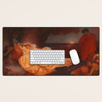 Cymon and Iphigenia, sleeping beauty female portrait painting by Frederic Leighton Desk Mat Gallery Image 1