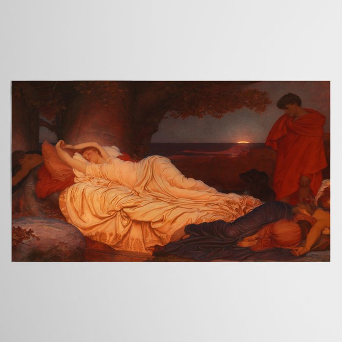 Cymon and Iphigenia, sleeping beauty female portrait painting by Frederic Leighton Tablecloth Gallery Image 2
