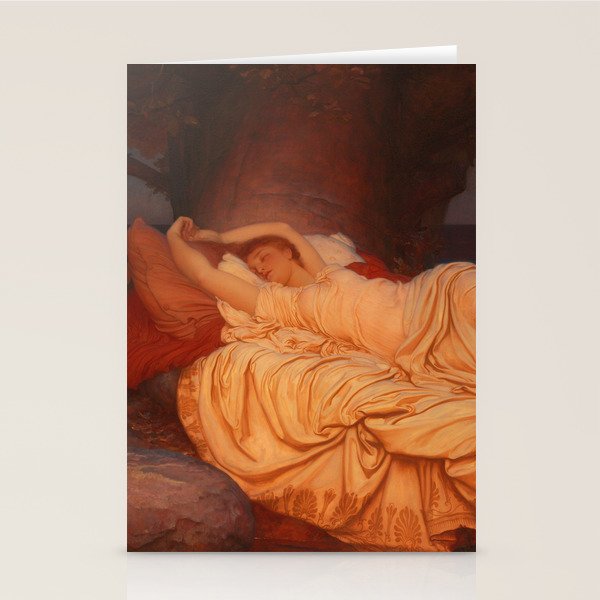Cymon and Iphigenia, sleeping beauty female portrait painting by Frederic Leighton Stationery Card Gallery Image 2
