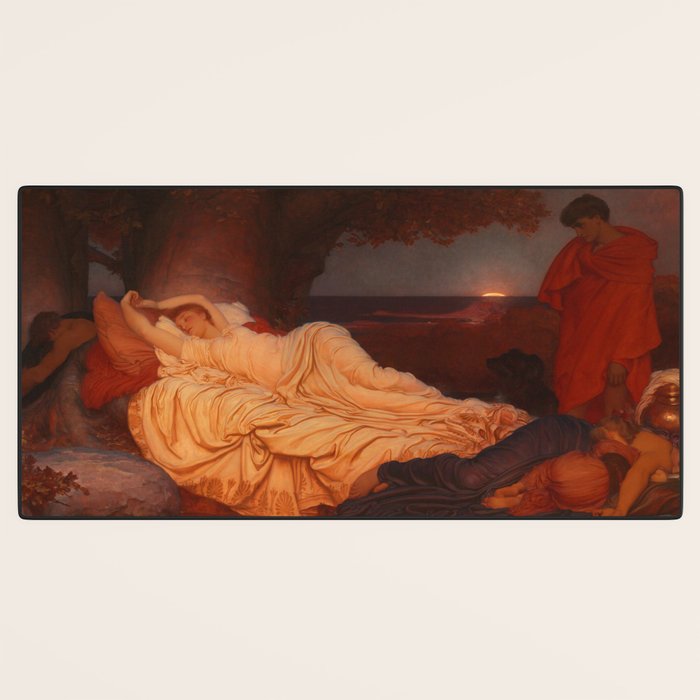 Cymon and Iphigenia, sleeping beauty female portrait painting by Frederic Leighton Desk Mat Gallery Image 3