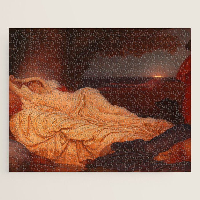 Cymon and Iphigenia, sleeping beauty female portrait painting by Frederic Leighton Jigsaw Puzzle Gallery Image 1