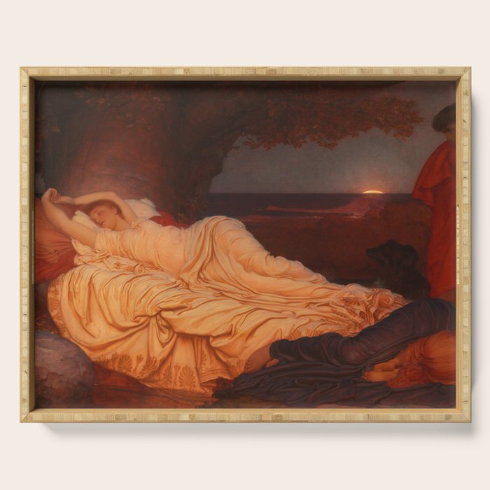 Cymon and Iphigenia, sleeping beauty female portrait painting by Frederic Leighton Serving Tray Gallery Image 1