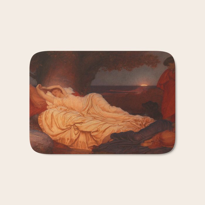 Cymon and Iphigenia, sleeping beauty female portrait painting by Frederic Leighton Bath Mat Gallery Image 1