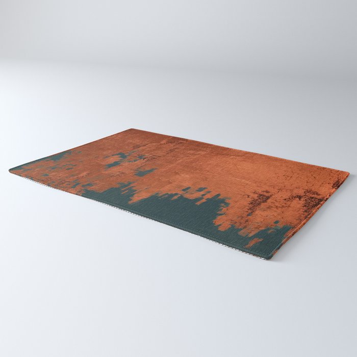 Aesthetic Grunge Copper and Teal Green Rust Rug Gallery Image 3