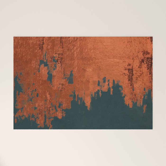 Aesthetic Grunge Copper and Teal Green Rust Welcome Mat Gallery Image 1