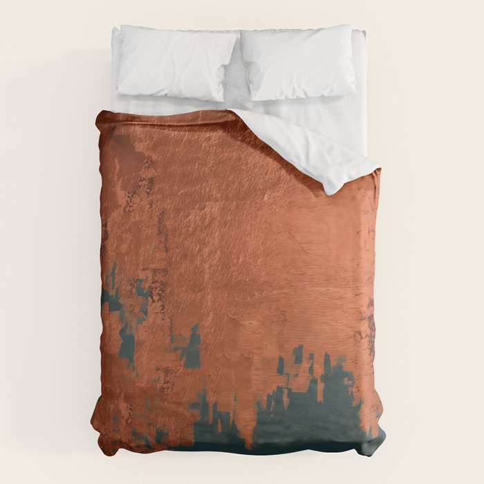 Aesthetic Grunge Copper and Teal Green Rust Duvet Cover Gallery Image 6