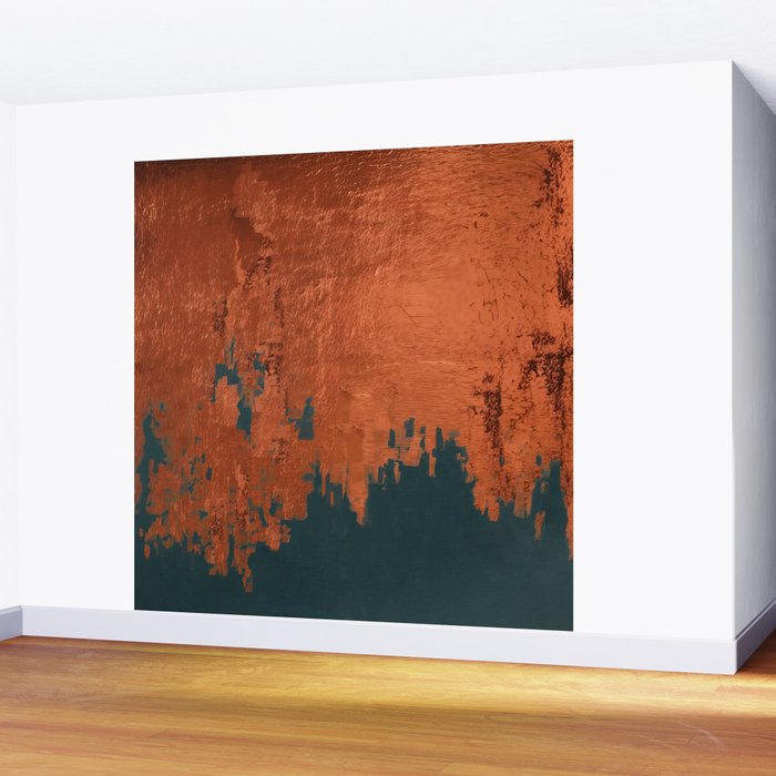 Aesthetic Grunge Copper and Teal Green Rust Wall Mural Gallery Image 2