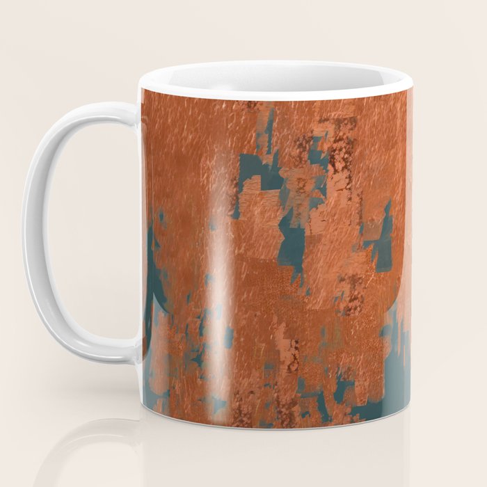 Aesthetic Grunge Copper and Teal Green Rust Coffee Mug Gallery Image 3