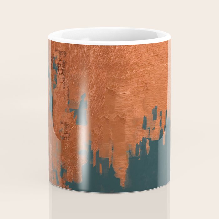 Aesthetic Grunge Copper and Teal Green Rust Coffee Mug Gallery Image 4