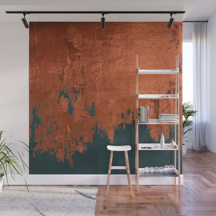 Aesthetic Grunge Copper and Teal Green Rust Wall Mural Gallery Image 1