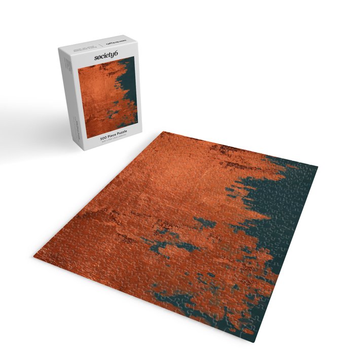 Aesthetic Grunge Copper and Teal Green Rust Jigsaw Puzzle Gallery Image 2