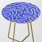 Squiggle Maze Abstract Minimalist Pattern in Electric Blue and White Side Table Gallery Image 2