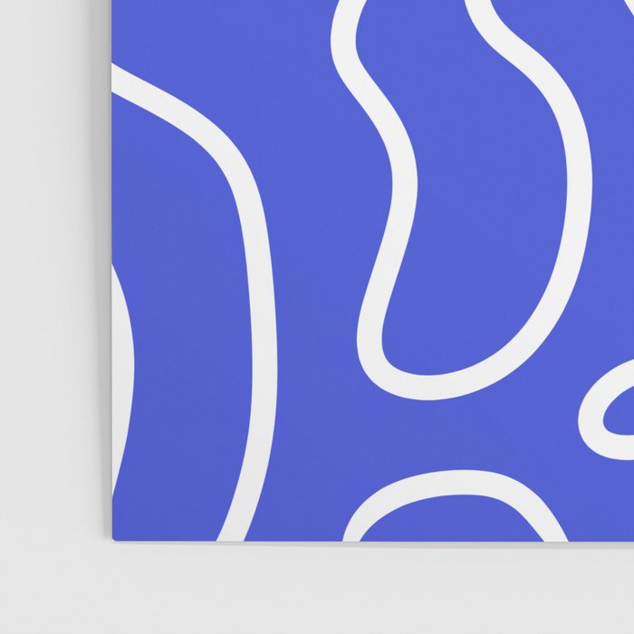 Squiggle Maze Abstract Minimalist Pattern in Electric Blue and White Poster Gallery Image 3