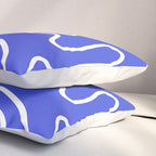 Squiggle Maze Abstract Minimalist Pattern in Electric Blue and White Pillow Sham Gallery Image 3