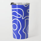 Squiggle Maze Abstract Minimalist Pattern in Electric Blue and White Travel Mug Gallery Image 3