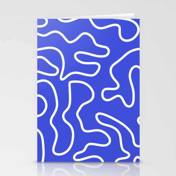 Squiggle Maze Abstract Minimalist Pattern in Electric Blue and White Stationery Card Gallery Image 2