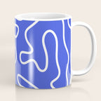 Squiggle Maze Abstract Minimalist Pattern in Electric Blue and White Coffee Mug Gallery Image 1