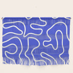 Squiggle Maze Abstract Minimalist Pattern in Electric Blue and White Wall Hanging Gallery Image 1