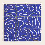 Squiggle Maze Abstract Minimalist Pattern in Electric Blue and White Wood Wall Art Gallery Image 1