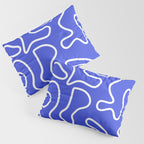 Squiggle Maze Abstract Minimalist Pattern in Electric Blue and White Pillow Sham Gallery Image 3