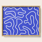 Squiggle Maze Abstract Minimalist Pattern in Electric Blue and White Serving Tray Gallery Image 1