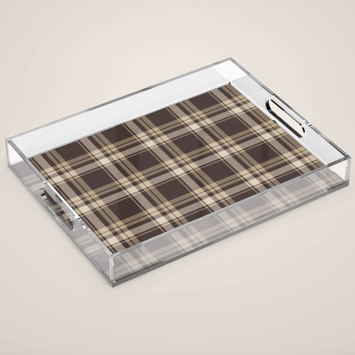 Classic Neutral Plaid Pattern Acrylic Tray Gallery Image 1