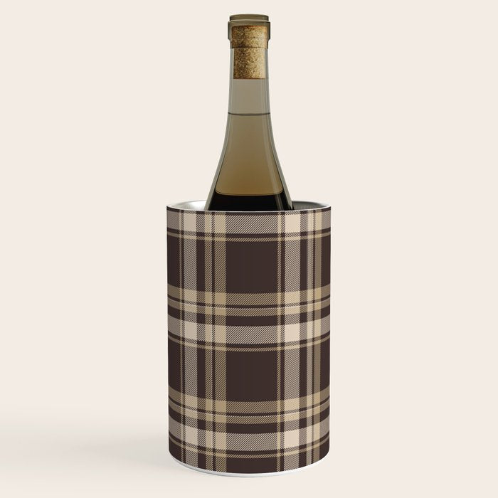 Classic Neutral Plaid Pattern Wine Chiller Gallery Image 2