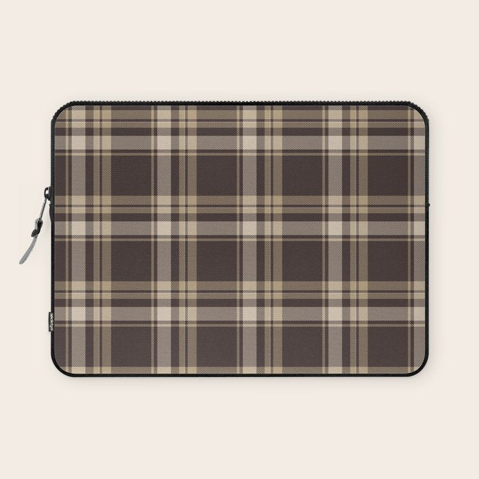 Classic Neutral Plaid Pattern Laptop Sleeve Gallery Image 1