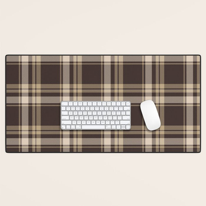 Classic Neutral Plaid Pattern Desk Mat Gallery Image 1