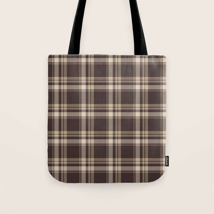 Classic Neutral Plaid Pattern Tote Bag Gallery Image 1