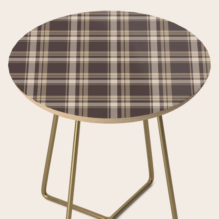 Classic Neutral Plaid Pattern Side Table Gallery Image 2