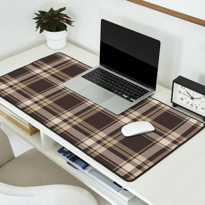 Classic Neutral Plaid Pattern Desk Mat Gallery Image 2