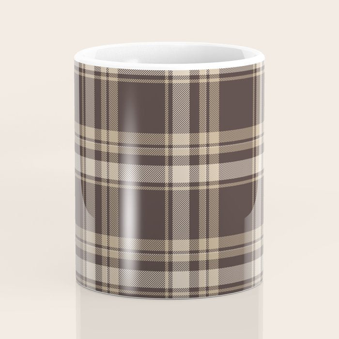 Classic Neutral Plaid Pattern Coffee Mug Gallery Image 4