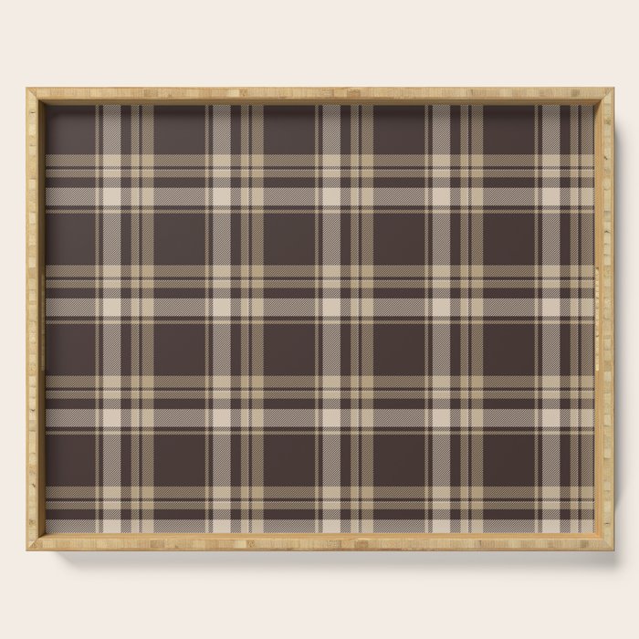 Classic Neutral Plaid Pattern Serving Tray Gallery Image 1