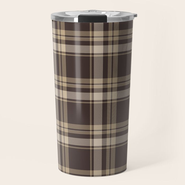Classic Neutral Plaid Pattern Travel Mug Gallery Image 1