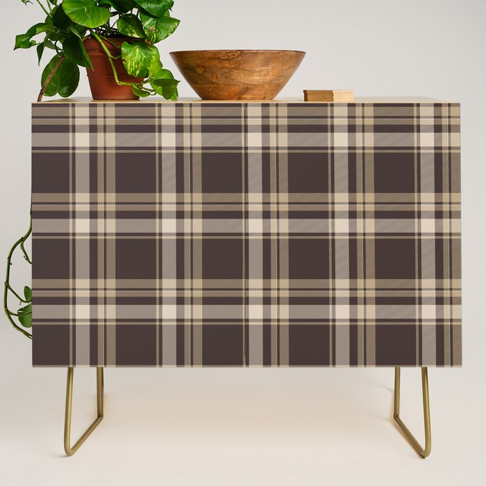 Classic Neutral Plaid Pattern Credenza Gallery Image 1