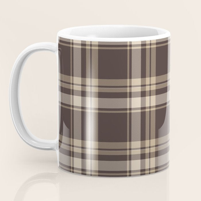Classic Neutral Plaid Pattern Coffee Mug Gallery Image 3