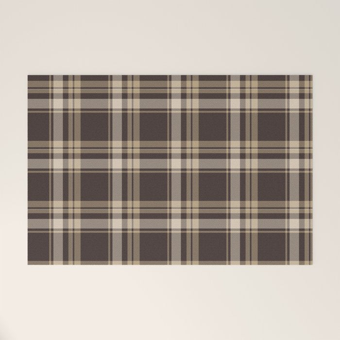 Classic Neutral Plaid Pattern Welcome Mat Gallery Image 1