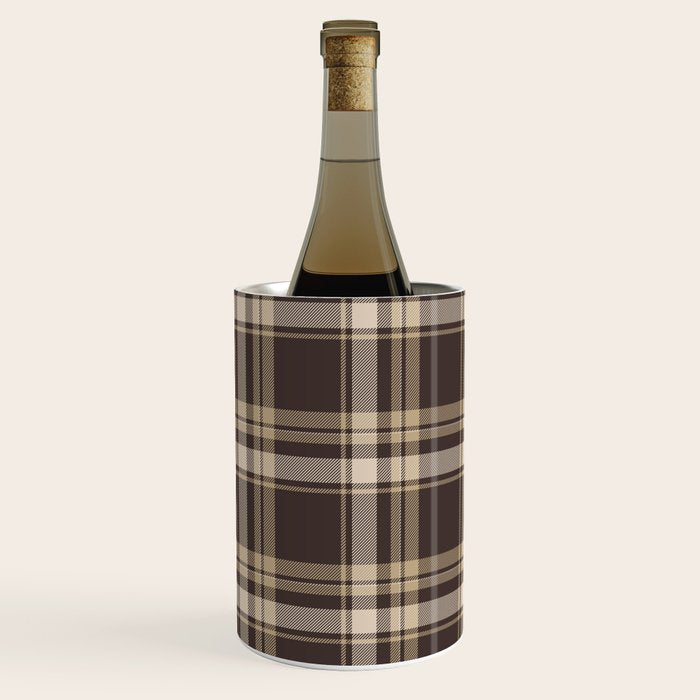 Classic Neutral Plaid Pattern Wine Chiller Gallery Image 1