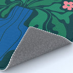 Summer Bloom: Pine Green Leaves & Pink Poppies Rug Gallery Image 4