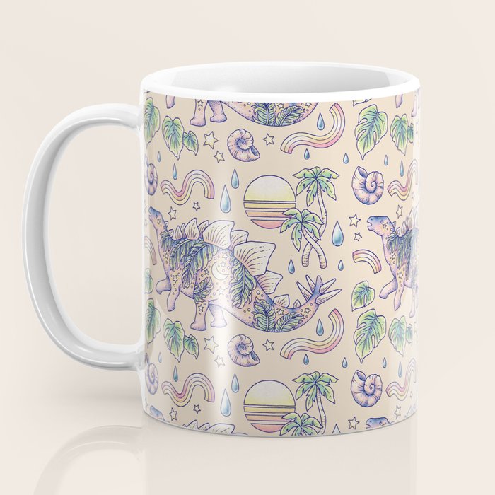  Jurassic Days, Jurassic Nights: Stegosaurus | Dinosaur Tropical Art Coffee Mug Gallery Image 3