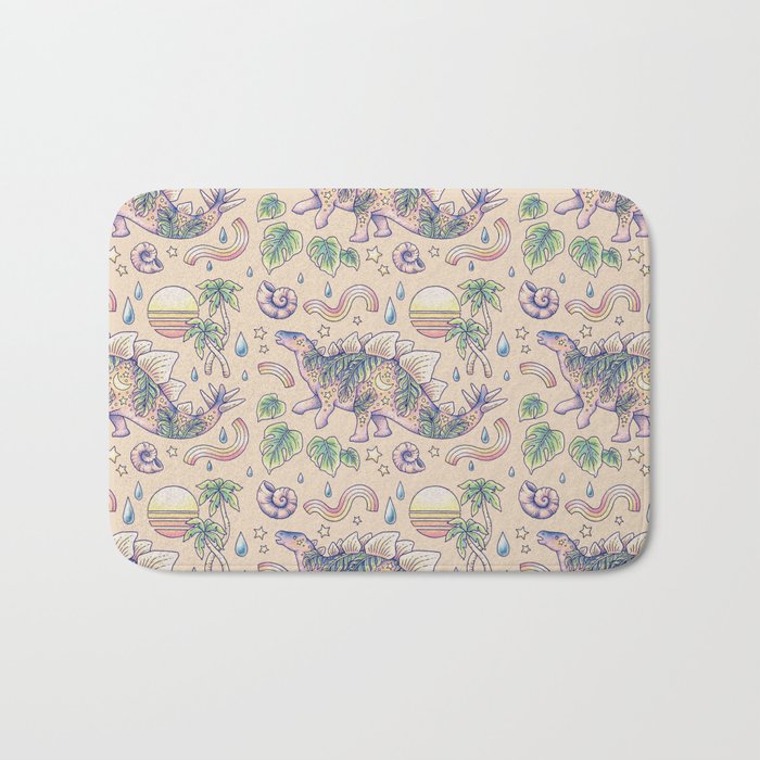  Jurassic Days, Jurassic Nights: Stegosaurus | Dinosaur Tropical Art Bath Mat Gallery Image 1