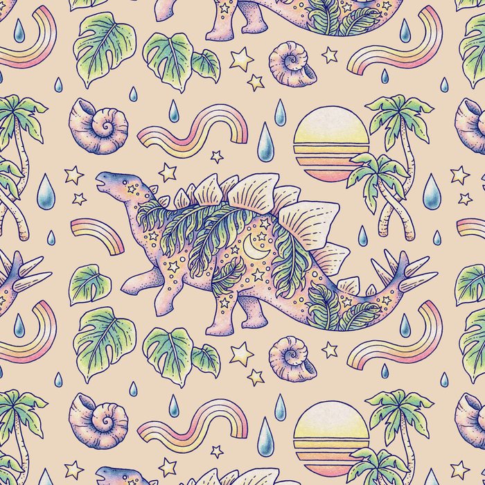  Jurassic Days, Jurassic Nights: Stegosaurus | Dinosaur Tropical Art Coffee Mug Gallery Image 2