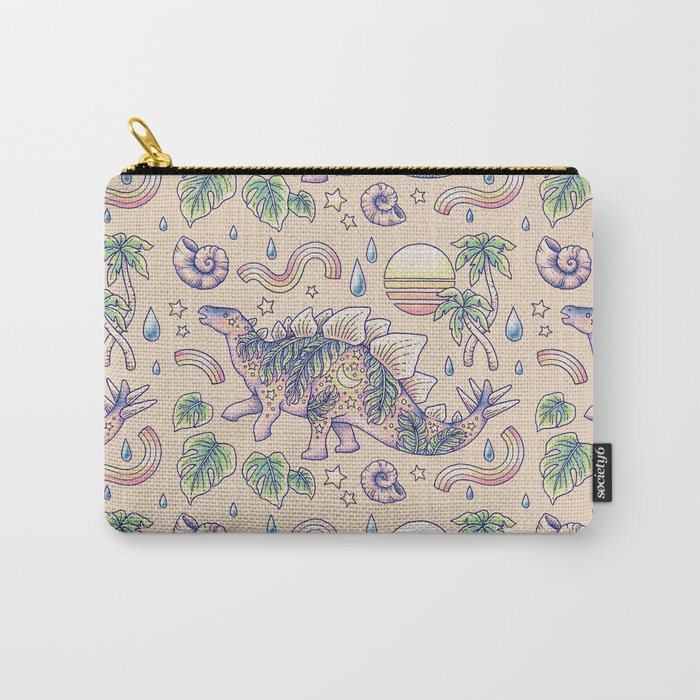  Jurassic Days, Jurassic Nights: Stegosaurus | Dinosaur Tropical Art Carry All Pouch Gallery Image 1